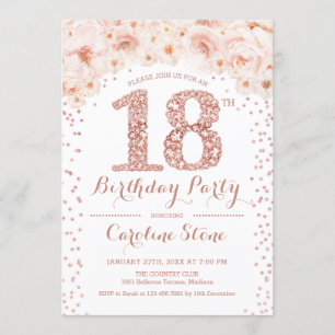 18e verjaardagsfeestje - Wit Rose Gold Kaart