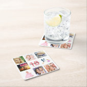 18e verjaardagsfeestje, witte naam foto collage kartonnen onderzetters (Insitu)