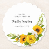 18e verjaardagsfeestje Zonnebloem Daisy Custom Kartonnen Onderzetters (Voorkant)