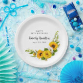 18e verjaardagsfeestje Zonnebloem Daisy Custom Papieren Bordje (Feest)