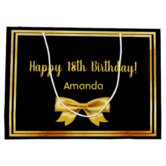 18e verjaardagsfeestje zwarte goudnaamboog groot cadeauzakje (Achterkant)