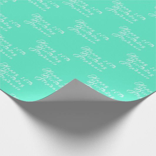 18e Verjaardagsfeestnaam Blauwgroen Aqua Turquoise Cadeaupapier (Hoek)