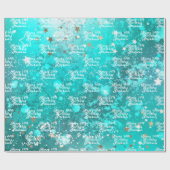 18e Verjaardagsfeestnaam Blauwgroen Aqua Turquoise Cadeaupapier (Vlak)