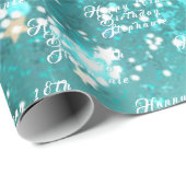 18e Verjaardagsfeestnaam Blauwgroen Aqua Turquoise Cadeaupapier (Rol Hoek)