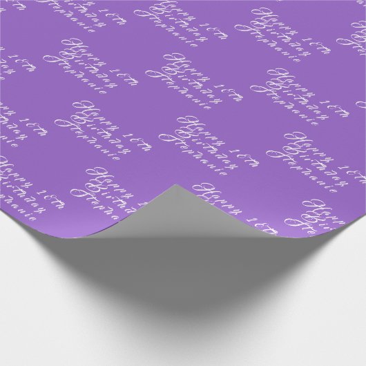 18e Verjaardagsfeestnaam Paarse Modern Pattern Cadeaupapier (Hoek)