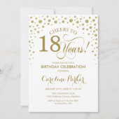 18e verjaardagsfeestuitnodiging - Gold White Kaart (Voorkant)