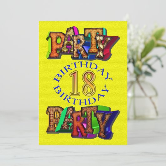 18e verjaardagsfeestuitnodiging kaart (Staand voorkant)