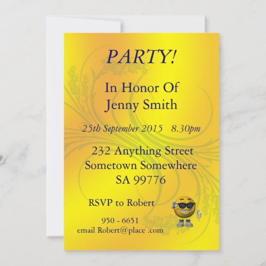 18e verjaardagsfeestuitnodiging kaart (Achterkant)