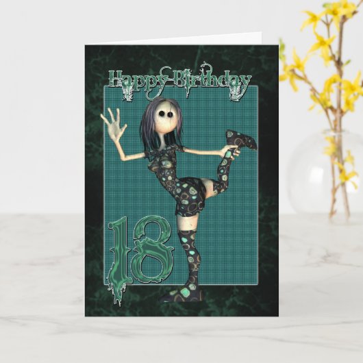 18e verjaardagskaart met Moonies H.I.P Rag Doll Kaart (Gele Bloem)