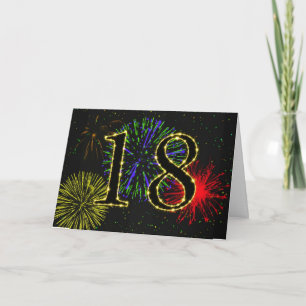 18e verjaardagskaart met vuurwerk kaart