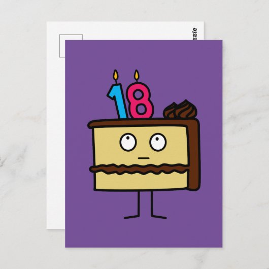 18e verjaardagstaart met kaarsen Chocolade ijsjes Briefkaart (Voorkant / Achterkant)