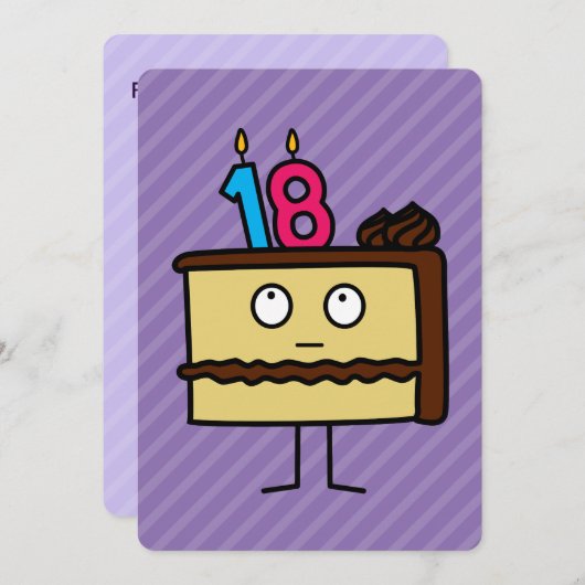 18e verjaardagstaart met kaarsen kaart (Voorkant / Achterkant)