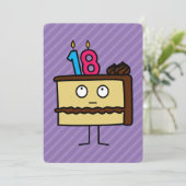 18e verjaardagstaart met kaarsen kaart (Staand voorkant)