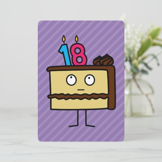 18e verjaardagstaart met kaarsen kaart (Staand voorkant)
