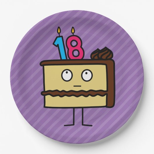 18e verjaardagstaart met kaarsen papieren bordje (Voorkant)