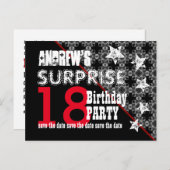 18e Verrassing Verjaardag Save the Date Diagonal W Aankondigingskaart (Voorkant / Achterkant)