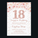 18e Verrassingsverjaardagsfeestje - White Rose Gol Kaart<br><div class="desc">Uitnodiging voor het 18e verjaardagsfeestje. Elegant ontwerp in faux glitter roos goud en wit. Beschikt over waterverf blush roze rozen,  confetti en diamanten. Perfect voor een glamviering.</div>