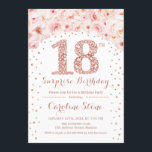 18e Verrassingsverjaardagsfeestje - White Rose Gol Kaart<br><div class="desc">Uitnodiging voor het 18e verjaardagsfeestje. Elegant ontwerp in faux glitter roos goud en wit. Beschikt over waterverf blush roze rozen,  confetti en diamanten. Perfect voor een glamviering.</div>