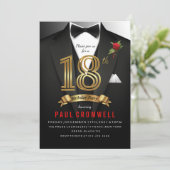 18h Birthday Tuxedo Black Stropdas Kaart (Staand voorkant)