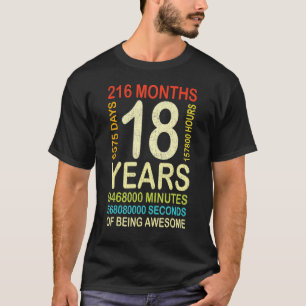 18th Birthday 18 Years Old Vintage Retro 216 Month T-shirt