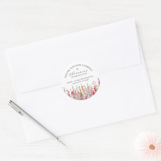 18th Birthday August Birth Flower Custom Favor Ronde Sticker (Envelop)