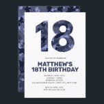 18th Birthday, Blue Camo Personalized Teen Kaart<br><div class="desc">Deze camo-uitnodiging is perfect voor het verjaardagsfeestje van een jongen met eenvoudige regels en geen frillontwerp. Gebruik het formulier sjabloon om je gegevens toe te voegen. Andere kleuren en leeftijden zijn beschikbaar.</div>
