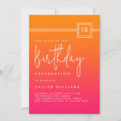 18th Birthday Bold Hot Pink Orange Simple Minimal Kaart (Voorkant)