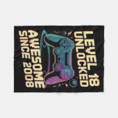 18th Birthday Boy Gift Level 18 Gamer 2008 18 Year Fleece Deken (Voorkant (Horizontaal))