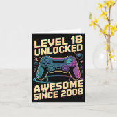 18th Birthday Boy Gift Level 18 Gamer 2008 18 Year Kaart (Gele Bloem)