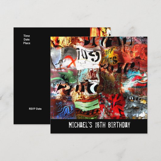 18th Birthday Boys Mannen Street Art Abstract A3 Kaart (Voorkant / Achterkant)
