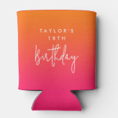 18th Birthday Bright Hot Pink and Orange Ombre Blikjeskoeler (Achterkant)