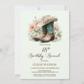 18th Birthday Cowgirl Boots Birthday Brunch Kaart (Voorkant)