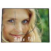 18th birthday custom foto hello 18 eighteen groot cadeauzakje (Voorkant)