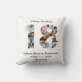 18th Birthday Custom Photo Collage Sierkussen