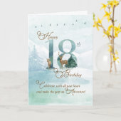 18th Birthday Evergreen Pines and Deer Nature Kaart (Gele Bloem)