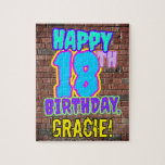 18th Birthday ~ Fun, Urban Graffiti Inspired Look Legpuzzel<br><div class="desc">This fun birthday puzzle design features the message "HAPPY 18TH BIRTHDAY, " having a colorful, vibrant, graffiti and urban street art inspired look, in addition to a custom recipient name. The background features a pattern inspired by the look of a brick wall. In fun, customizable birthday puzzle like this might...</div>