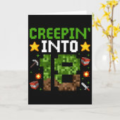 18th Birthday Gamer Pixel Creepin’ Into 18 Video G Kaart (Gele Bloem)