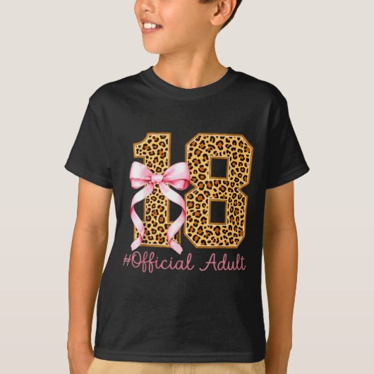 18th Birthday Girl Nk Coquette Bow Leopard 18 Year T-shirt (Voorkant)