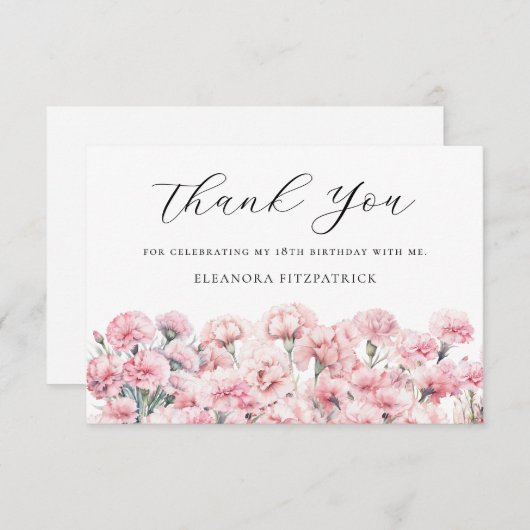 18th Birthday Holly January Birth Flower Custom Bedankkaart (Voorkant / Achterkant)