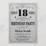 18th Birthday Invitation Black en Silver Glitter Kaart<br><div class="desc">18e verjaardag Uitnodiging Black en Silver Glitter Typografie. Zwart en zilver glitter achtergrond. Volwassen verjaardag. Mannelijke Mannen of vrouwen: Birthday. Kinder jongen of meisje Lady Teen Teenage Bday Invite. 13e 15e 16e 18e 21e 30e 40e 50e 60e 70e 80e 90e 100e. Elke leeftijd. Voor verdere aanpassing, te klikken gelieve de...</div>