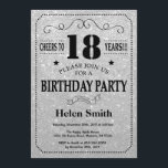 18th Birthday Invitation Black en Silver Glitter Kaart<br><div class="desc">18e verjaardag Uitnodiging Black en Silver Glitter Typografie. Zwart en zilver glitter achtergrond. Volwassen verjaardag. Mannelijke Mannen of vrouwen: Birthday. Kinder jongen of meisje Lady Teen Teenage Bday Invite. 13e 15e 16e 18e 21e 30e 40e 50e 60e 70e 80e 90e 100e. Elke leeftijd. Voor verdere aanpassing, te klikken gelieve de...</div>