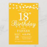 18th Birthday Invitation Yellow Kaart<br><div class="desc">18e verjaardag Uitnodiging met de Lichten van het Koord. Gele achtergrond. Mannen of Women Lady Elegant bday Invite. 13e 15e 16e 18e 21e 30e 40e 50e 60e 70e 90e 100e, elke leeftijd. Voor verdere aanpassing, te klikken gelieve de knoop "van de Aanpassing het"en ons ontwerphulpmiddel te gebruiken om deze sjabloon...</div>