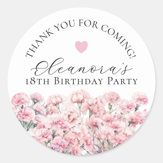 18th Birthday January Birth Flower Custom Favor Ronde Sticker (Voorkant)