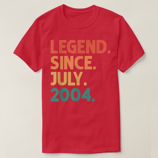 18th Birthday Legend Since July 2004 18 Years Old  T-shirt (Design voorkant)