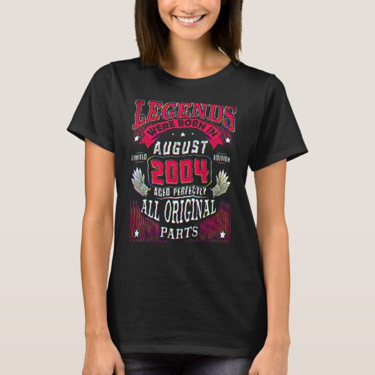 18th Birthday Legends Born In August 2004 18 Year T-shirt (Voorkant)