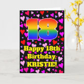 18th Birthday: Loving Hearts Pattern, Rainbow # 18 Kaart (Gele Bloem)