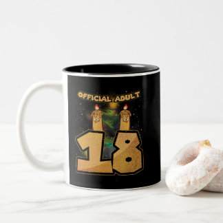 18th Birthday Official Adult 18 Year Old Tweekleurige Koffiemok