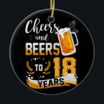 18th Birthday Party Cheers And Beers To 18 Years Keramisch Ornament<br><div class="desc">Awesome tee Ideas People who born in 2004 Retro Vintage Classic Old School 18th Awesome tee Ideas for Men Women. 18 years old awesome vintage birthday. Complete happy birthday decorations .Your birthday party will be funny, awesome, epic & legendary. This funny drinking shirt makes a great tee for a sassy...</div>