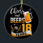18th Birthday Party Cheers And Beers To 18 Years Keramisch Ornament<br><div class="desc">Awesome tee Ideas People who born in 2004 Retro Vintage Classic Old School 18th Awesome tee Ideas for Men Women. 18 years old awesome vintage birthday. Complete happy birthday decorations .Your birthday party will be funny, awesome, epic & legendary. This funny drinking shirt makes a great tee for a sassy...</div>