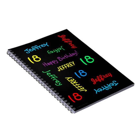 18th Birthday Party Guest Book, Repat Name Black Notitieboek (Rechterzijde)